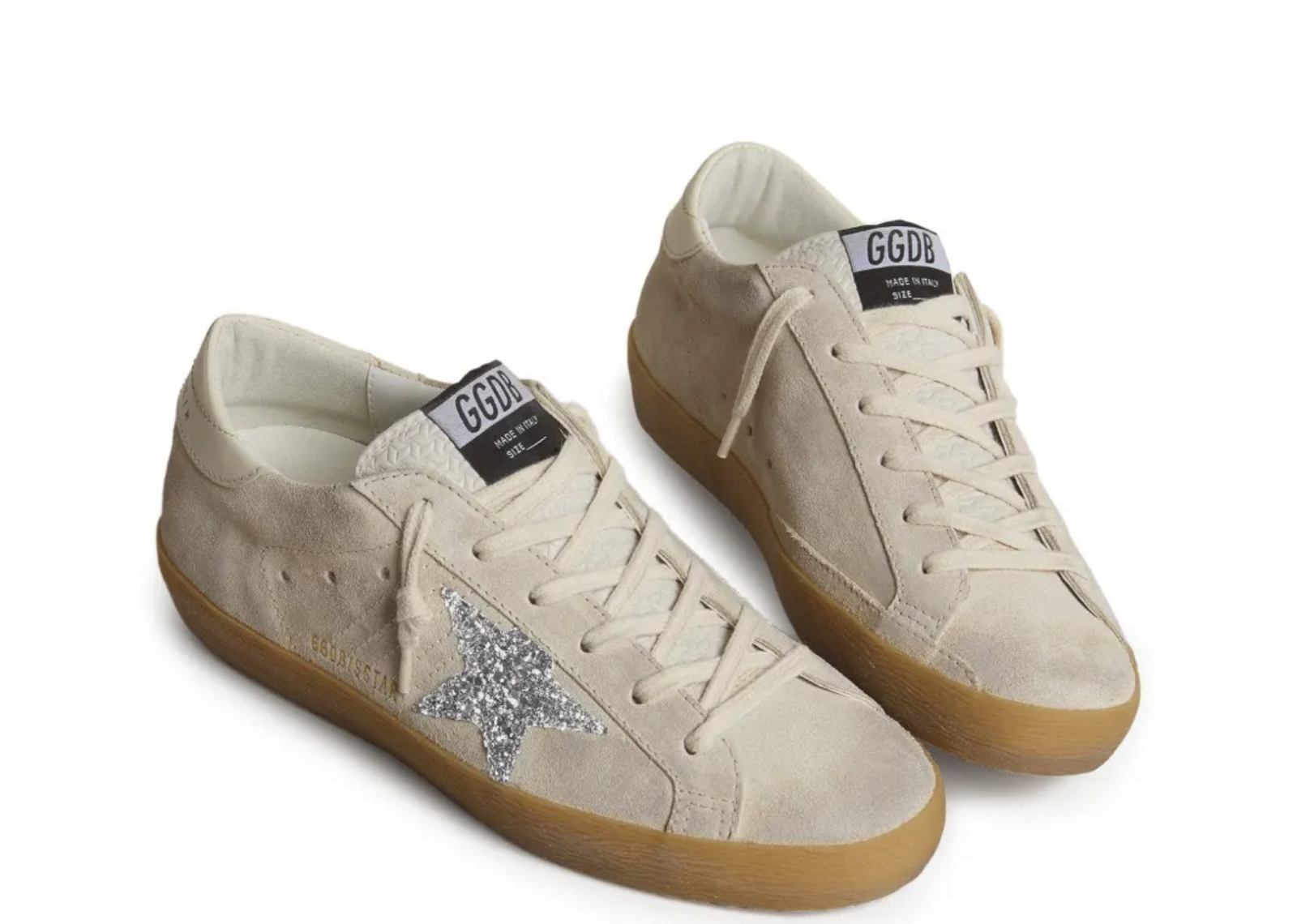 golden goose super star ice gray suede silver glitter star w 2 1