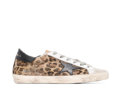 Golden Goose Super-Star Leopard Print Black Heel Tab (W)