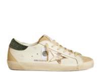 Golden Goose Super-Star LTD Gold Leather Star Green Swarovski Heel Tab (W)