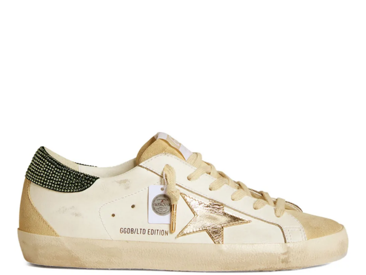 golden goose super star ltd gold leather star green swarovski heel tab w 1 1