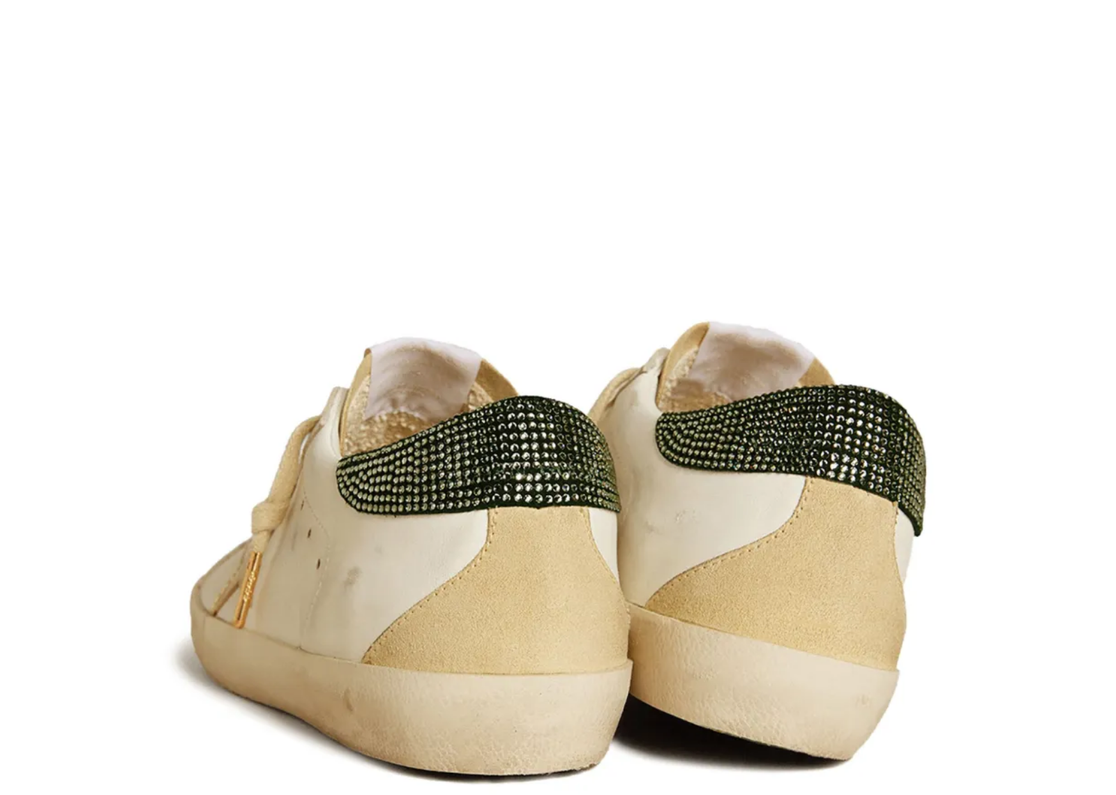golden goose super star ltd gold leather star green swarovski heel tab w 3 1