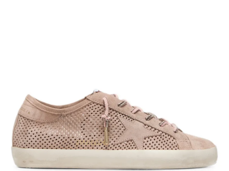 golden goose super star ltd powder pink perforated suede tone on tone star w 1 1