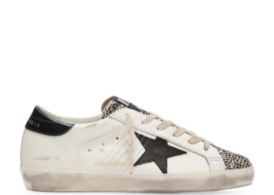 Golden Goose Super-Star LTD White Leather Black Star Pony Skin Details (W)