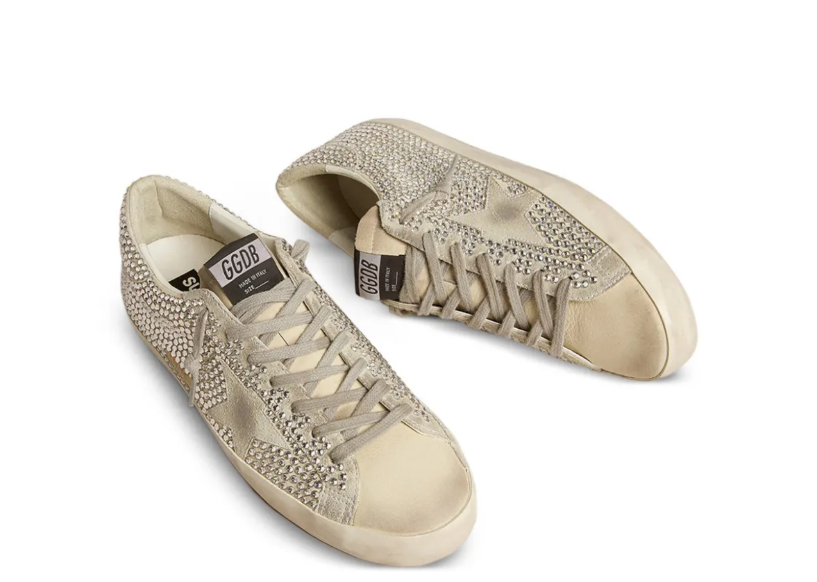 golden goose super star nubuck ice gray suede star swarovski crystals w 2 1