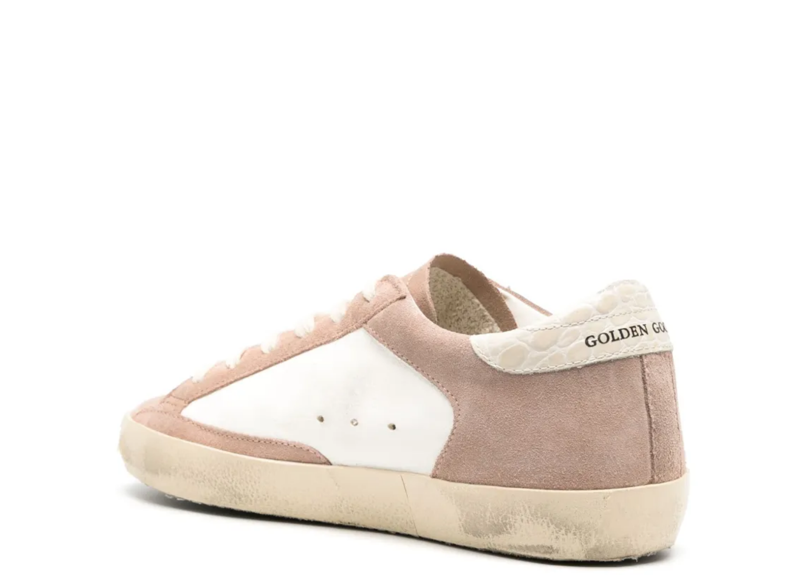 golden goose super star pink cream suede silver metallic star beige croc heel tab w 3 1