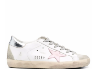Golden Goose Super-Star Pink Leather Star Silver Heel Tab (W)