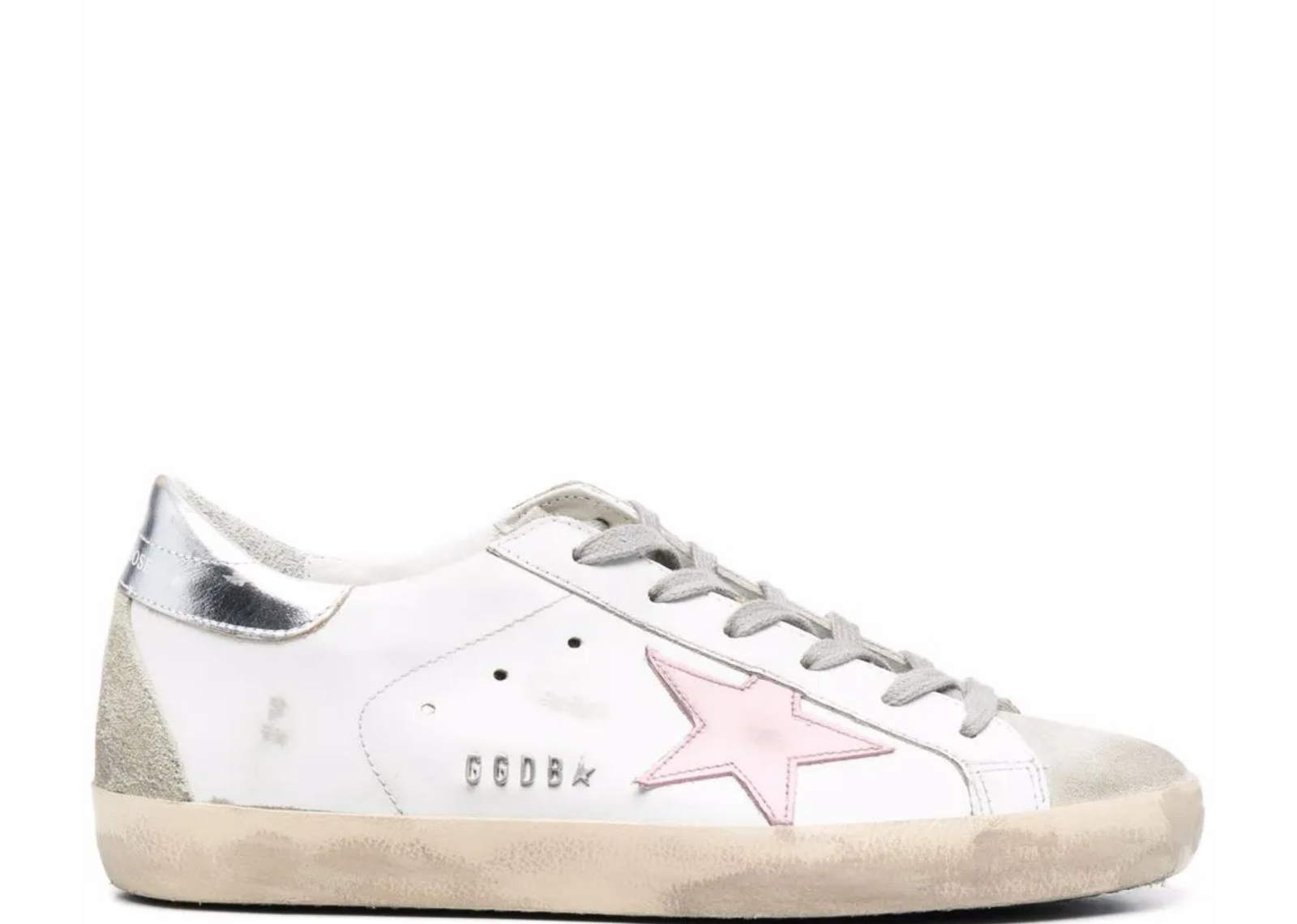 golden goose super star pink leather star silver heel tab w 1 1
