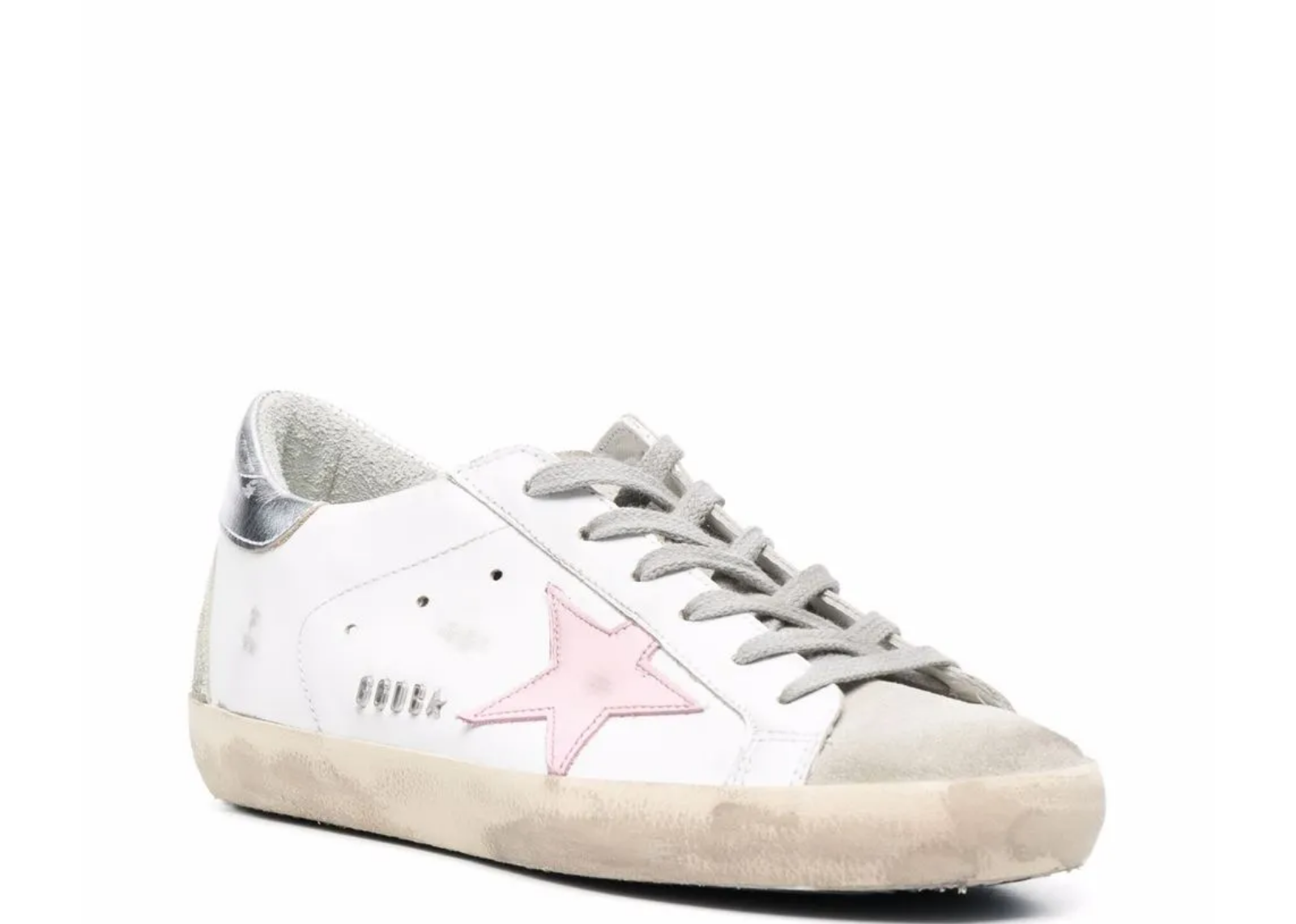 golden goose super star pink leather star silver heel tab w 2 1
