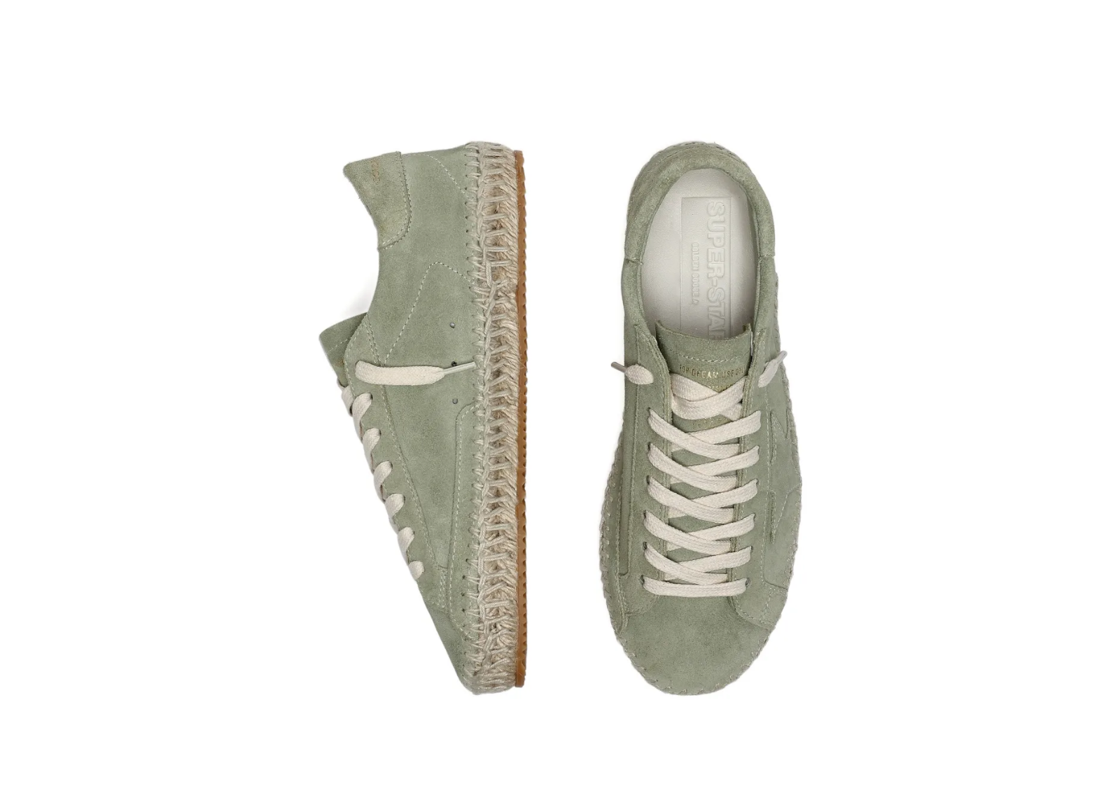 golden goose super star sage green suede tone on tone suede star rope sole w 3 1