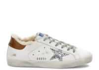 Golden Goose Super-Star Shearling Silver Glitter Star Ice Gray Heel Tab (W)