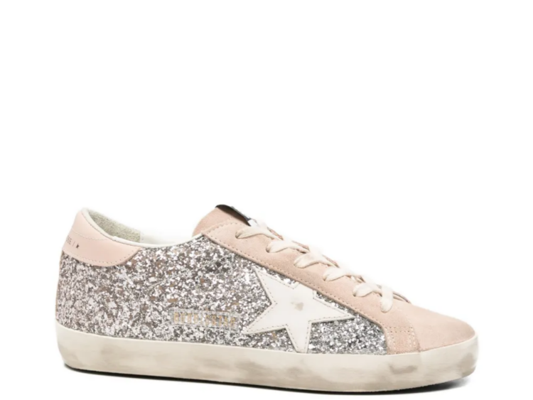 golden goose super star silver glitter white leather star white heel tab w 1 1