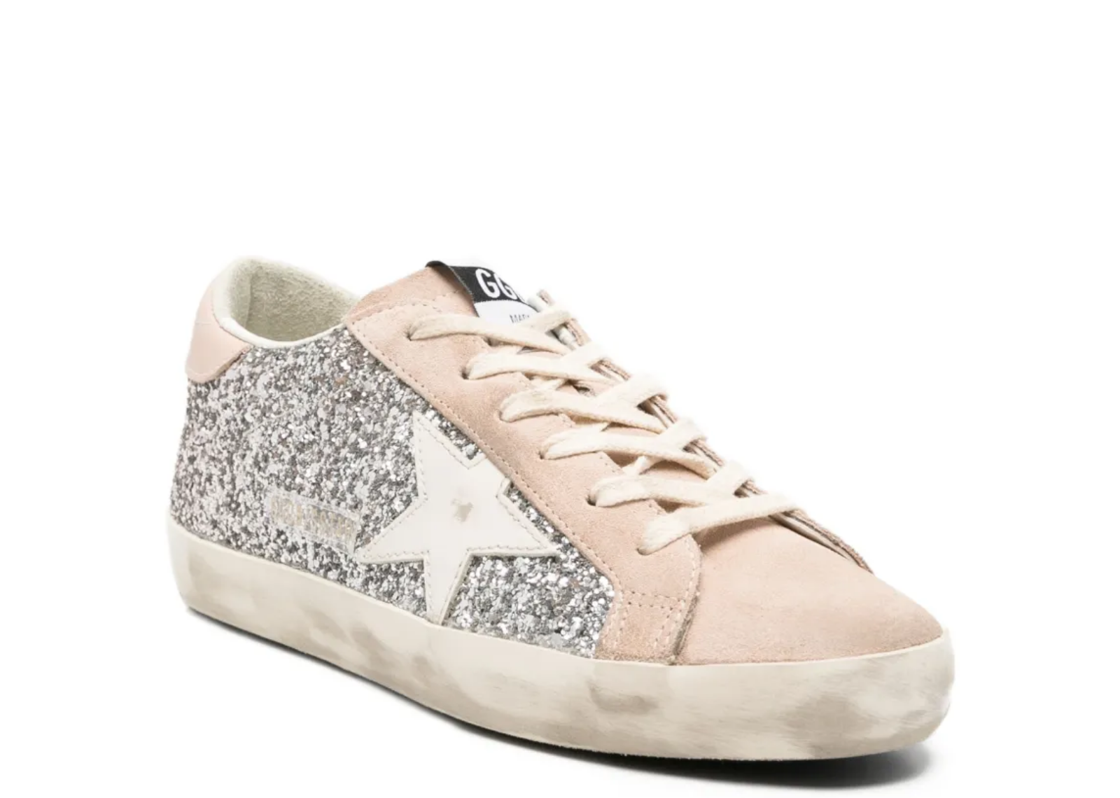 golden goose super star silver glitter white leather star white heel tab w 2 1