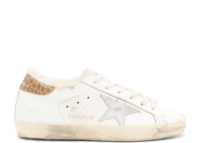 Golden Goose Super-Star Silver Leather Star Beige Croc Heel Tab (W)