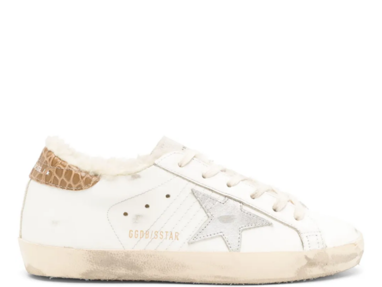 golden goose super star silver leather star beige croc heel tab w 1 1
