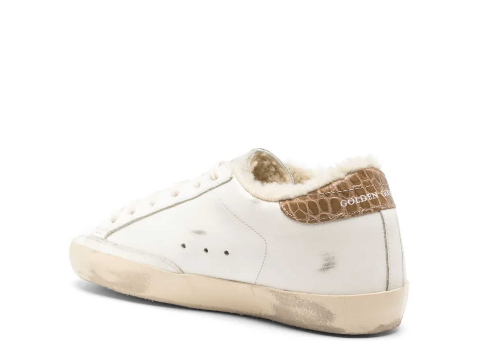 golden goose super star silver leather star beige croc heel tab w 3 1