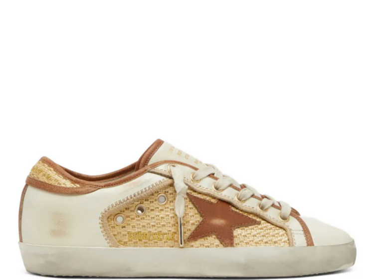 golden goose super star white leather raffia brick red star w 1 1