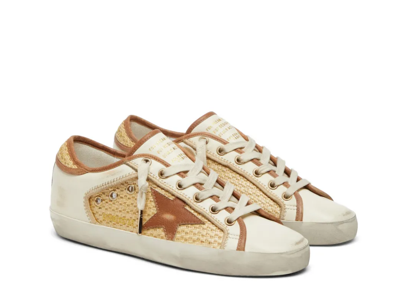 golden goose super star white leather raffia brick red star w 2 1