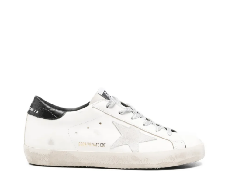 golden goose super star white suede star black croc heel tab w 1 1