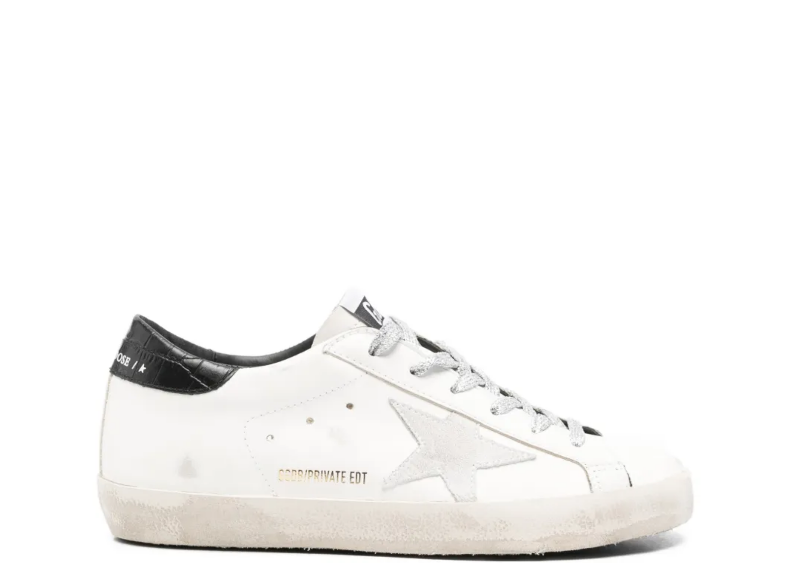 golden goose super star white suede star black croc heel tab w 1 1