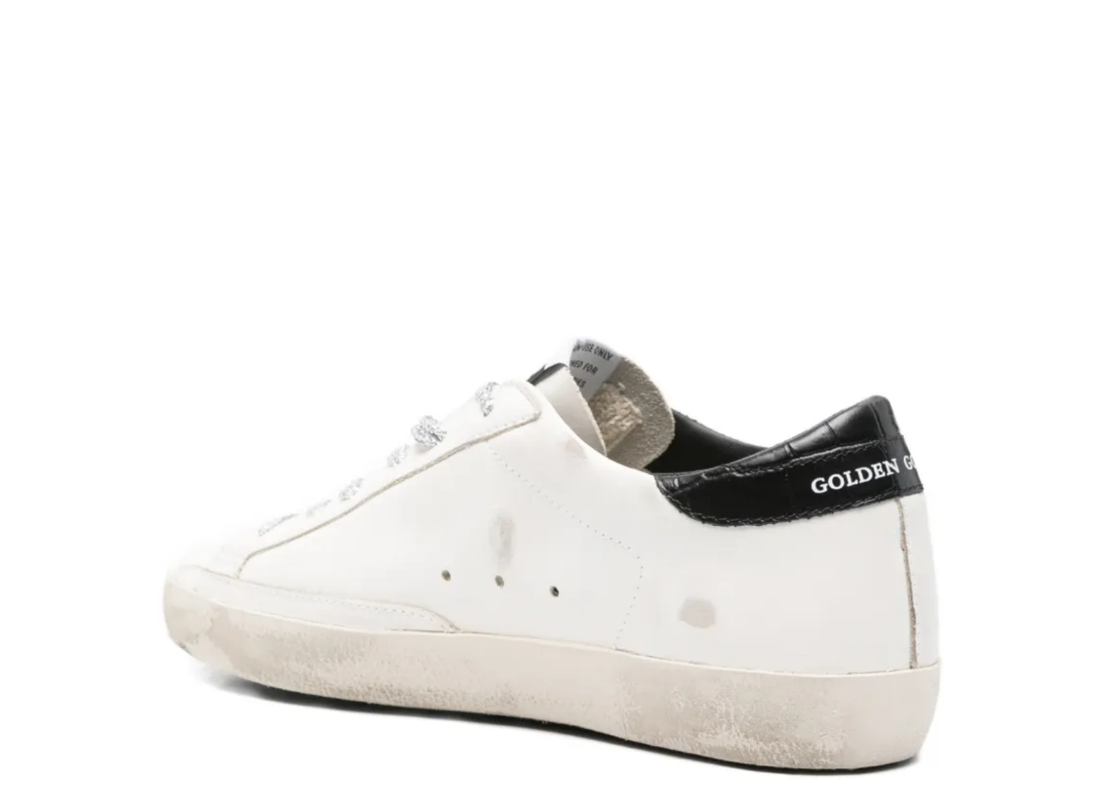 golden goose super star white suede star black croc heel tab w 3 1