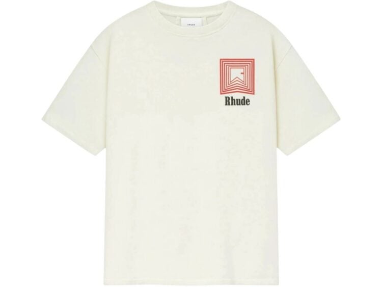 rhude chevron logo repeat tee white 1 1