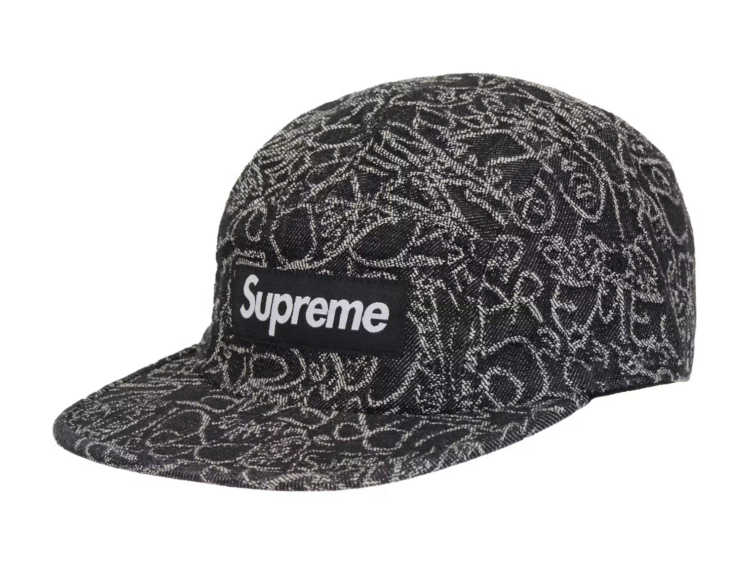 supreme handwriting denim camp cap black 1 1