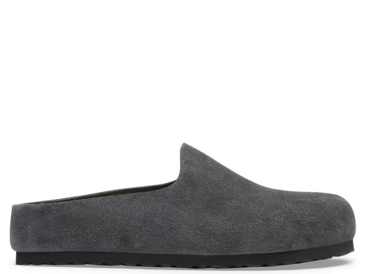 birkenstock amsterdam wrapped suede leather charcoal 1 1