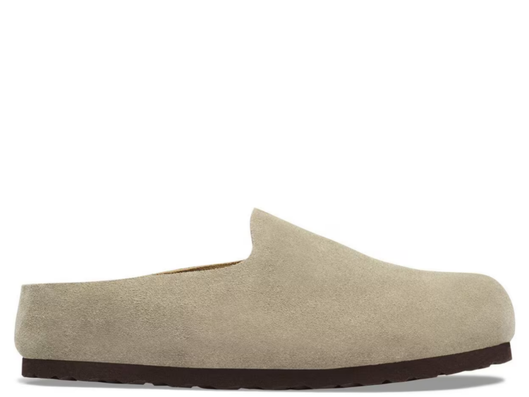birkenstock amsterdam wrapped suede leather taupe 1 1