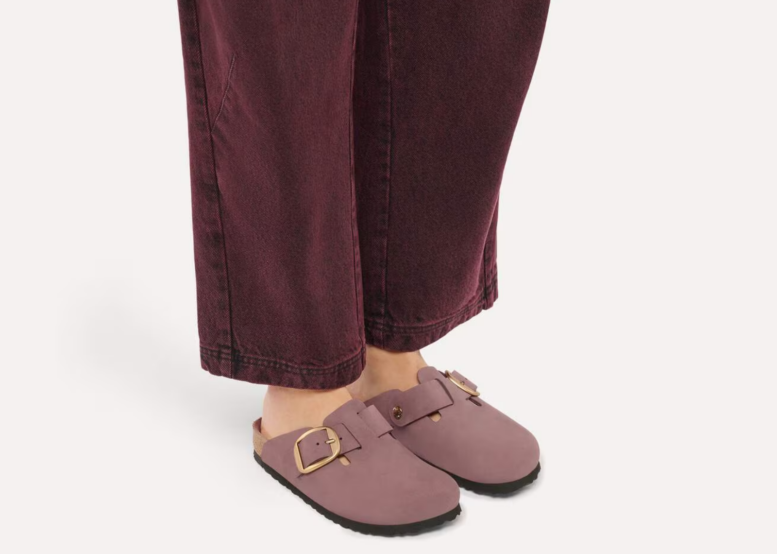 birkenstock boston big buckle nubuck maroon 5 1