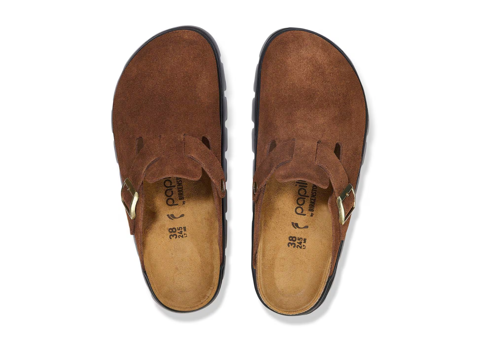 Birkenstock Boston Chunky Suede Dark Tea / Black - görsel 3