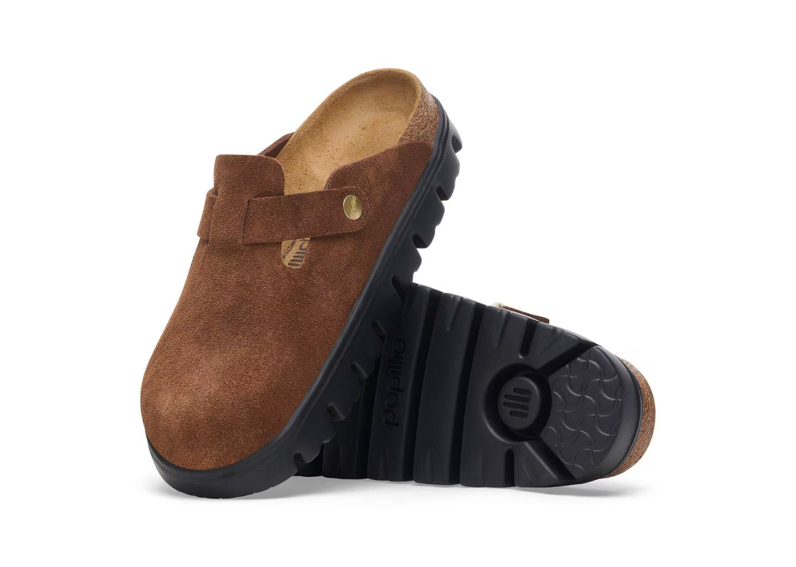 Birkenstock Boston Chunky Suede Dark Tea / Black - görsel 4