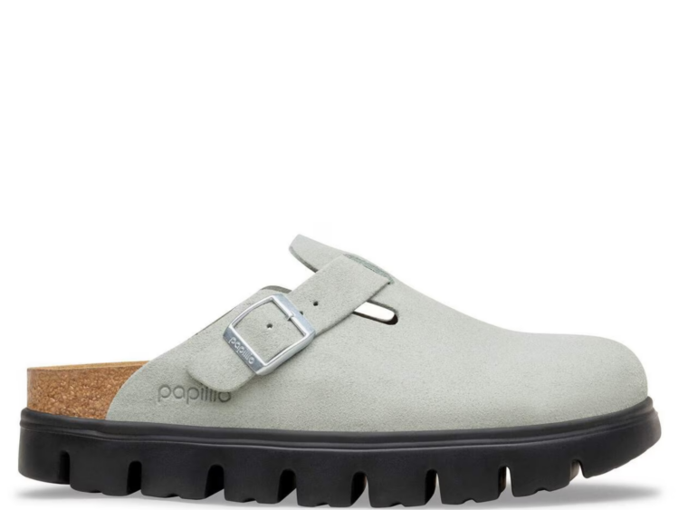 Birkenstock Boston Chunky Suede Pure Sage / Black