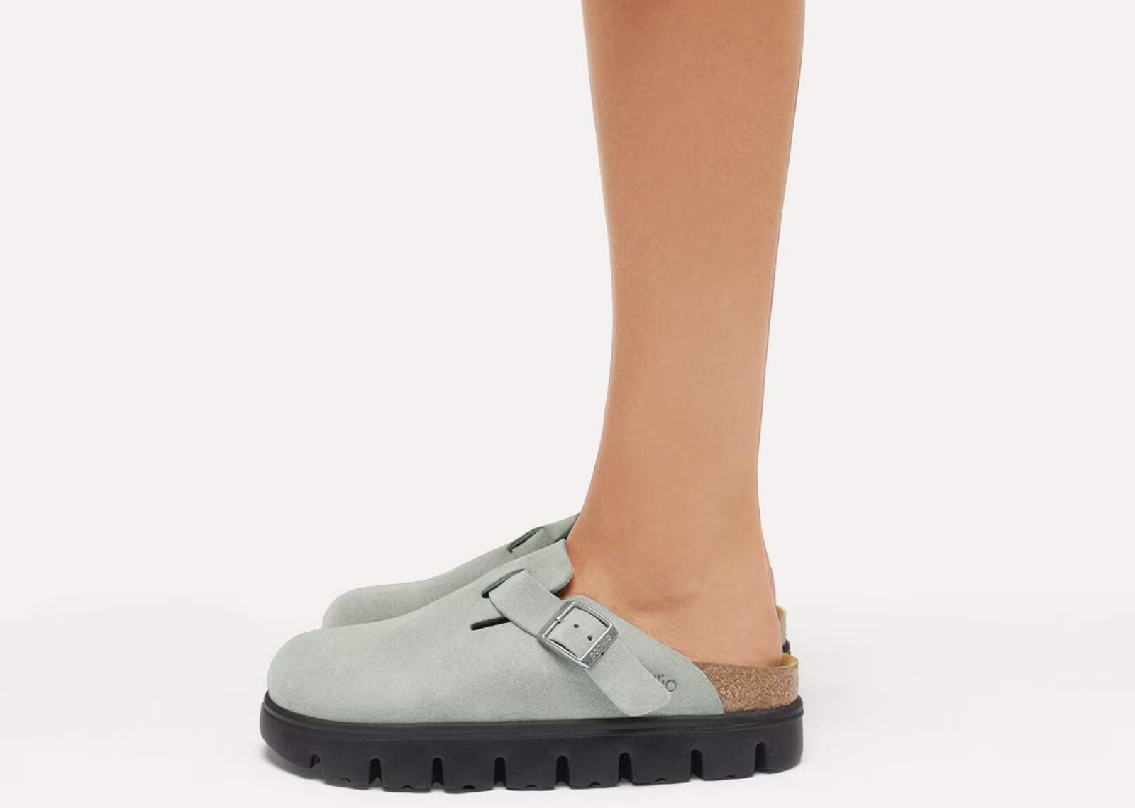 Birkenstock Boston Chunky Suede Pure Sage / Black - görsel 5