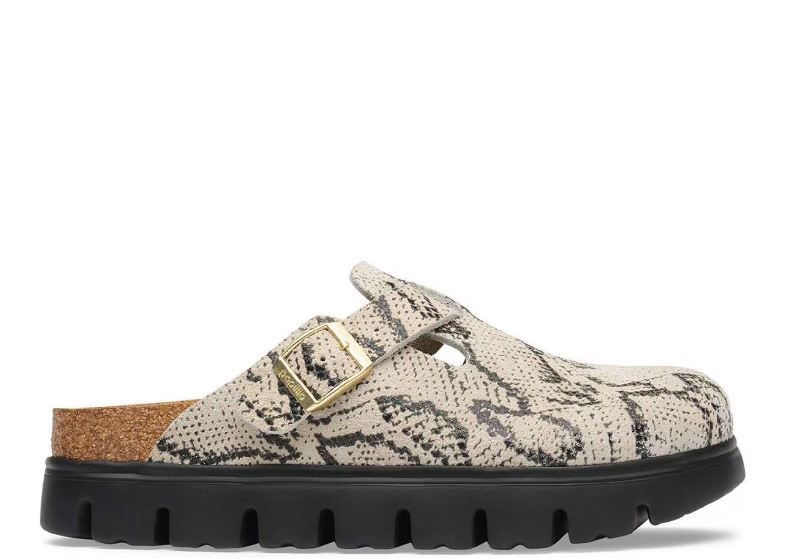 birkenstock boston pap chunky suede print snake oyster 1 1