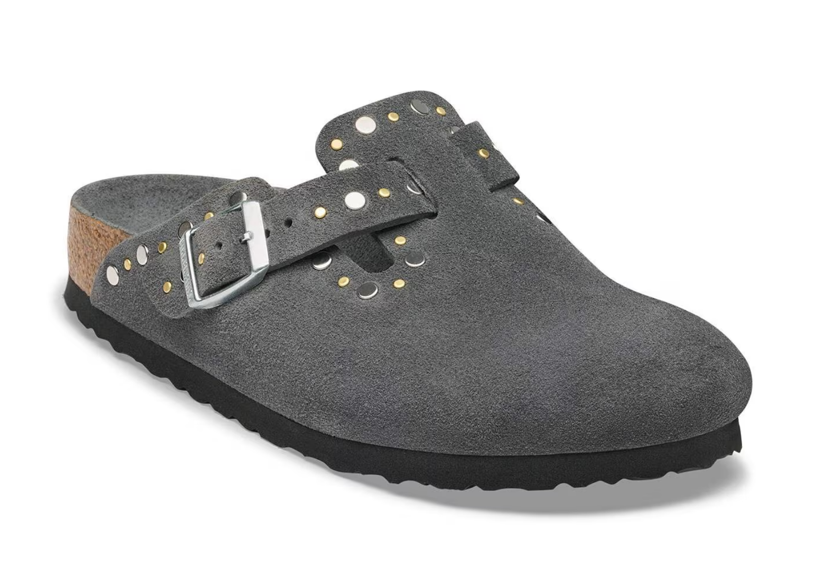 birkenstock boston rivet suede charcoal tonal fb 2 1