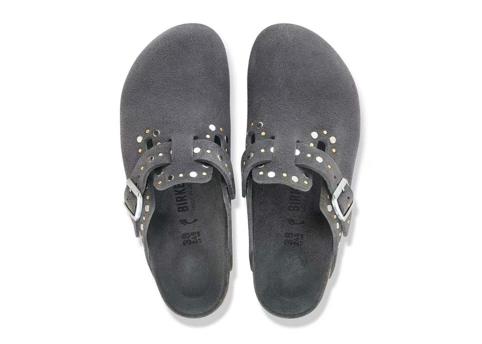 birkenstock boston rivet suede charcoal tonal fb 3 1