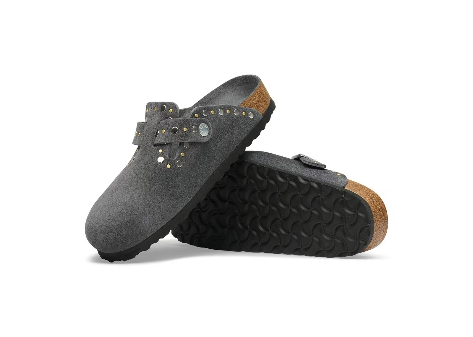 birkenstock boston rivet suede charcoal tonal fb 4 1