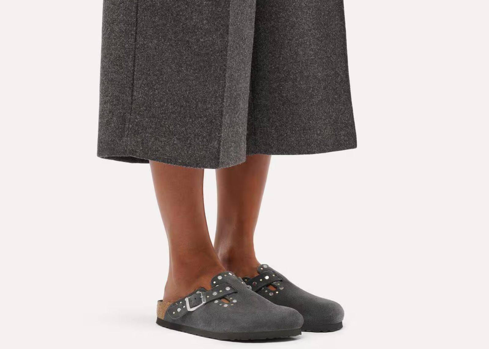 birkenstock boston rivet suede charcoal tonal fb 5 1