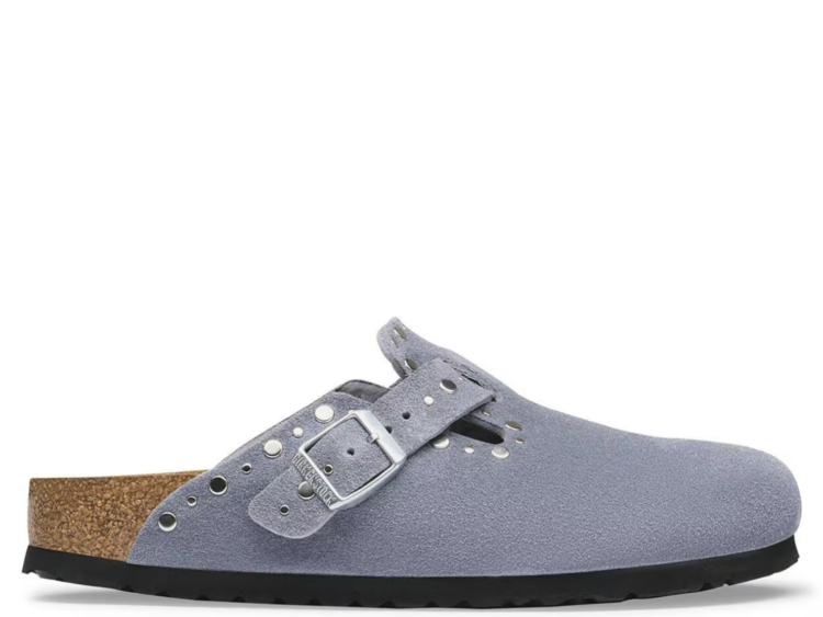 Birkenstock Boston Rivet Suede Stone Blue