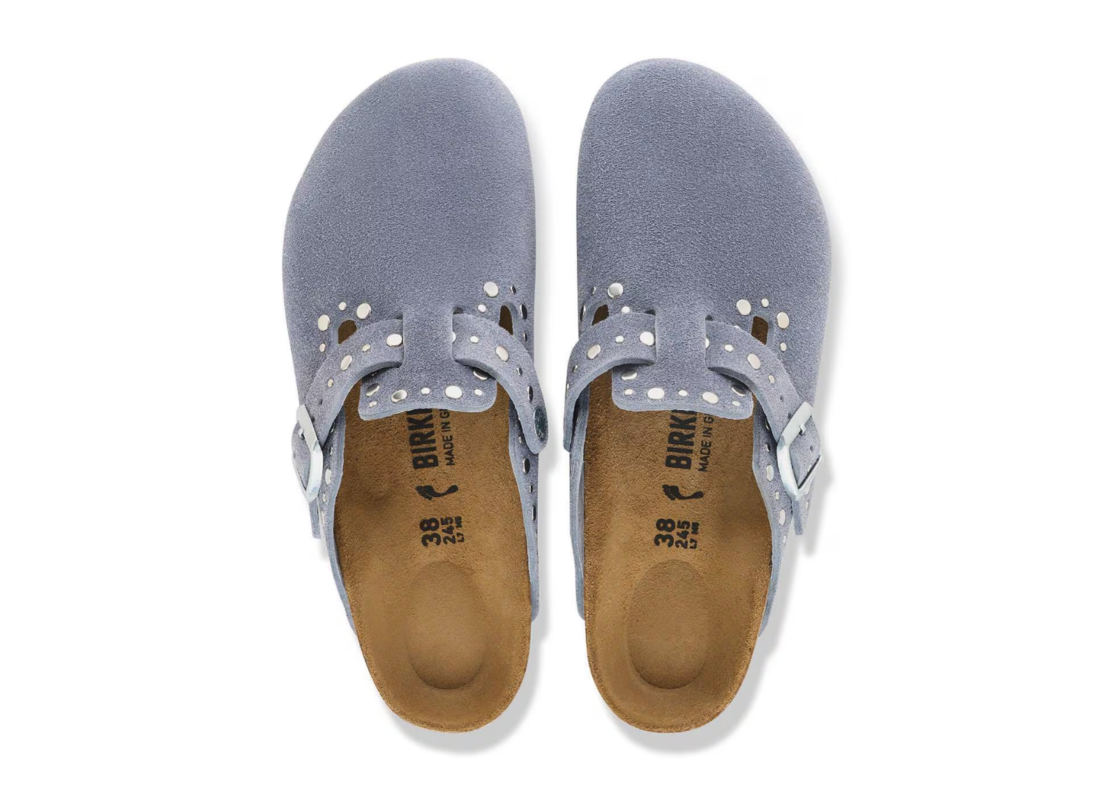 birkenstock boston rivet suede stone blue 3 1
