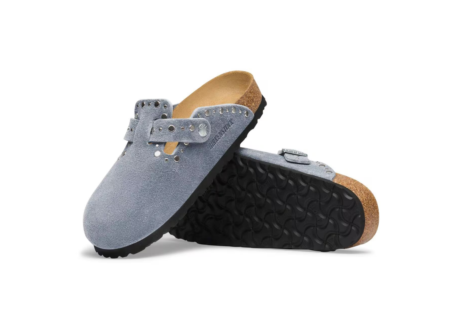 birkenstock boston rivet suede stone blue 4 1