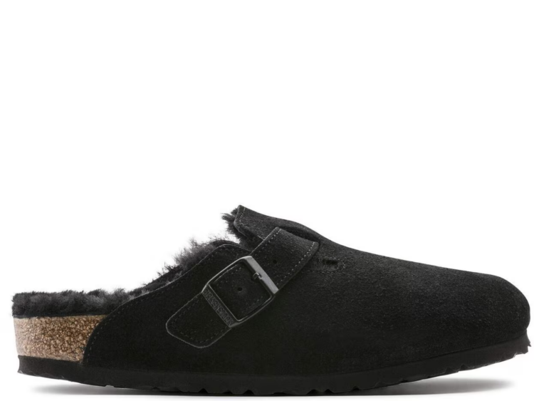 birkenstock boston shearling suede black 1 1