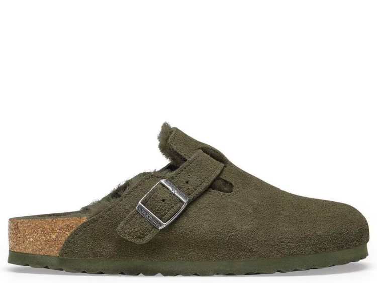 birkenstock boston shearling suede thyme 1 1