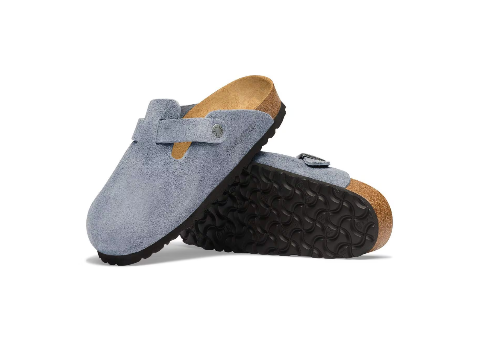birkenstock boston suede stone blue 4 1