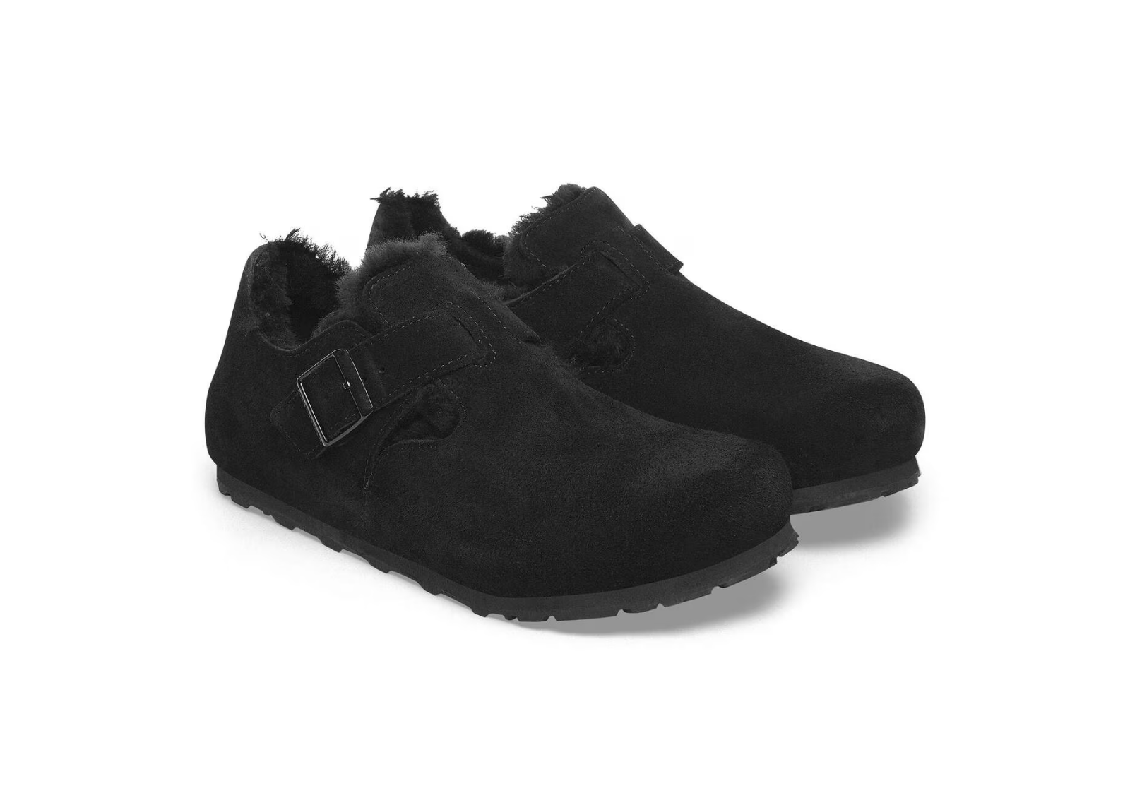 birkenstock london shearling suede black 3 1