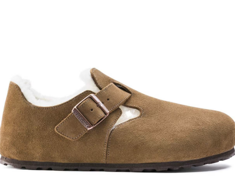 birkenstock london shearling suede dark tea 1 1