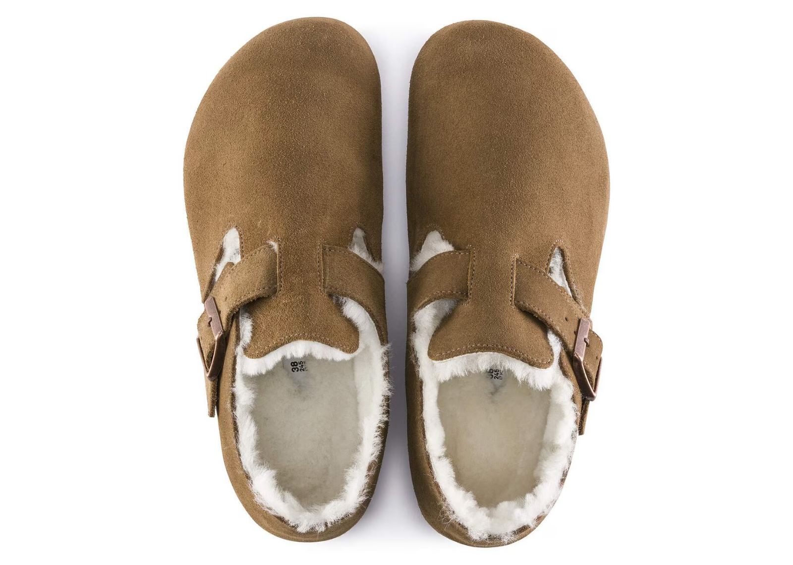 birkenstock london shearling suede dark tea 2 1