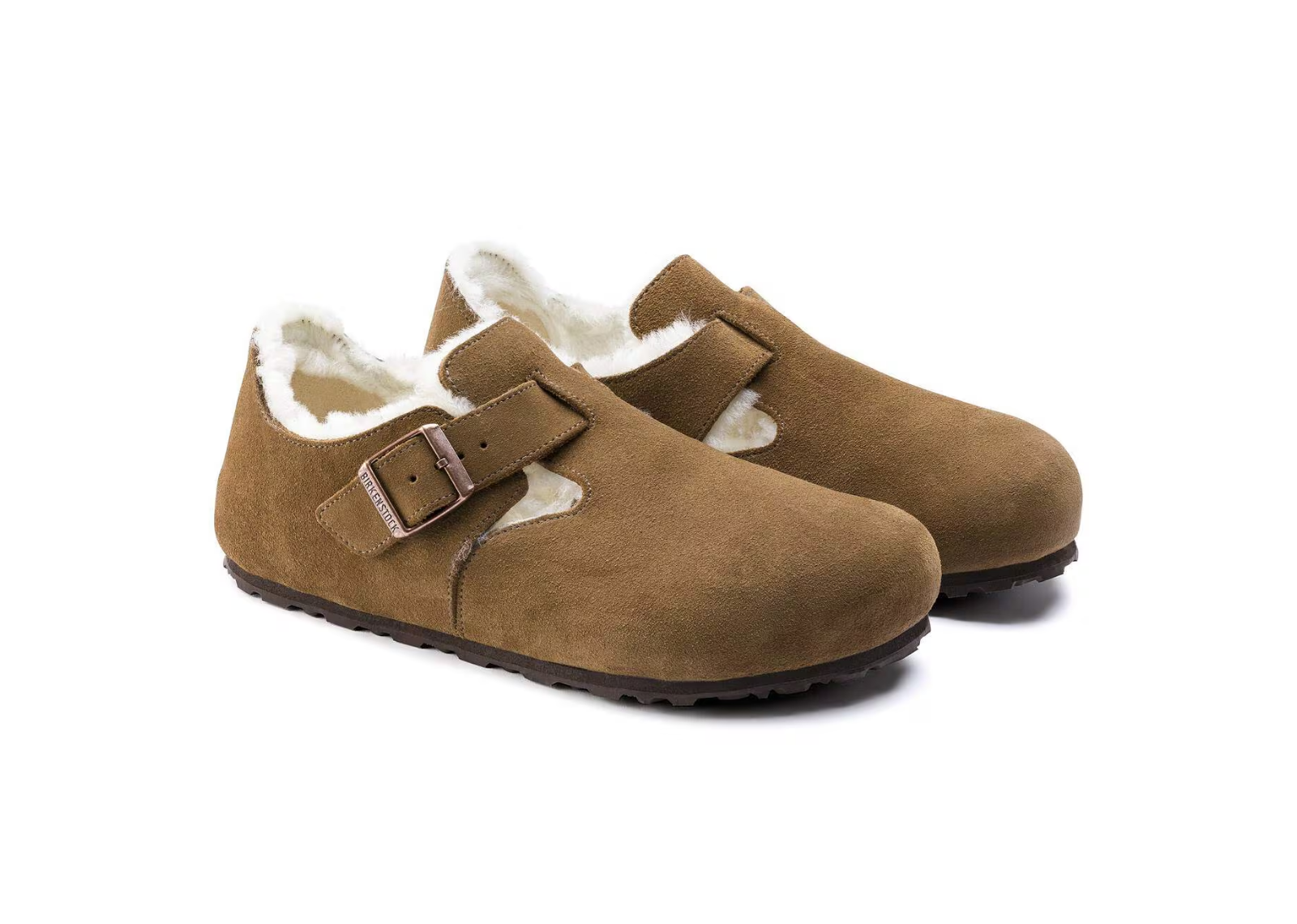 birkenstock london shearling suede dark tea 3 1