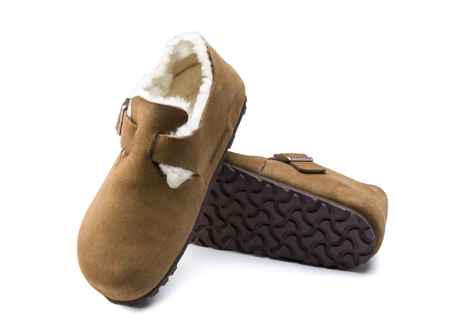 birkenstock london shearling suede dark tea 4 1