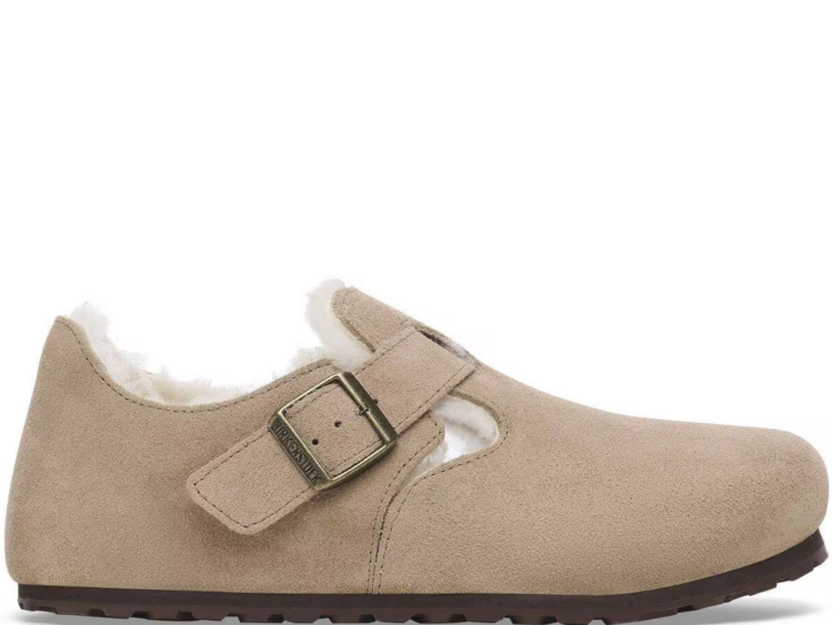 birkenstock london shearling suede taupe 1 1